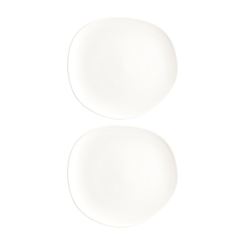 Vago 11.5" x 10.5" Organic Warm White Porcelain Plate (Set of 2)