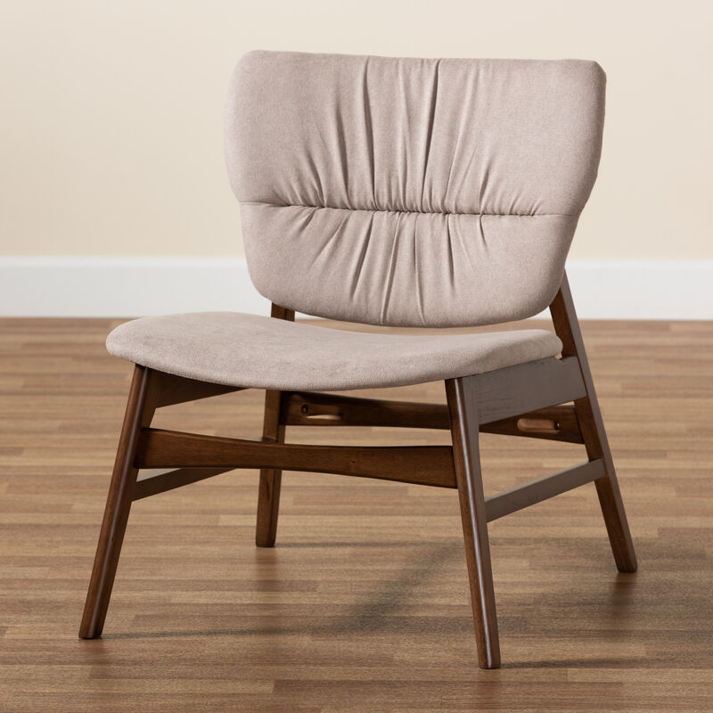 Baxton Studio Benito Transitional Beige Fabric Upholstered Wood Accent Chair