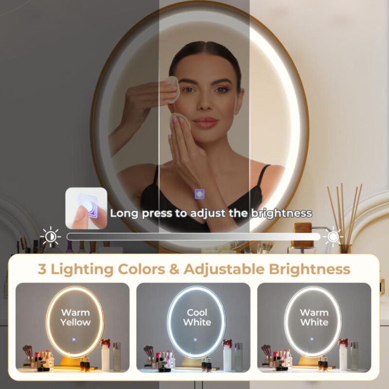 Hivvago Industrial Makeup Dressing Table with 3 Lighting Modes