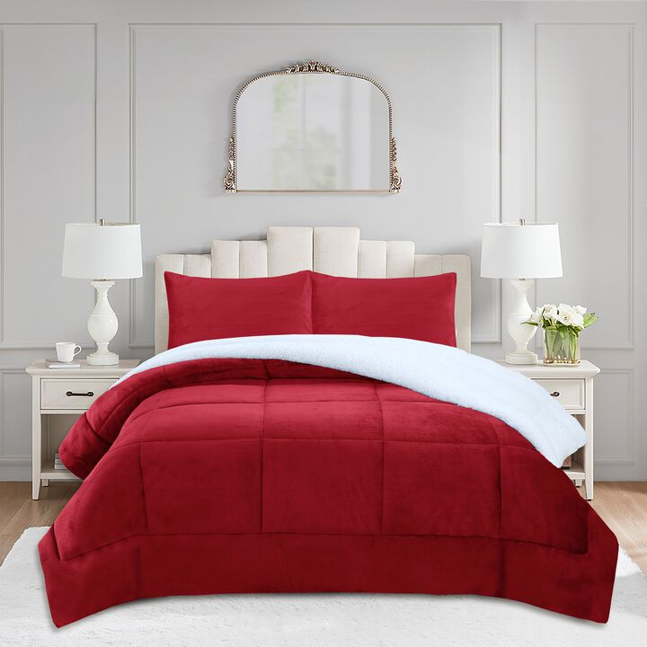 MarCielo 3 Piece Soft Micromink Fluffy Ultra Cozy Sherpa Comforter Set