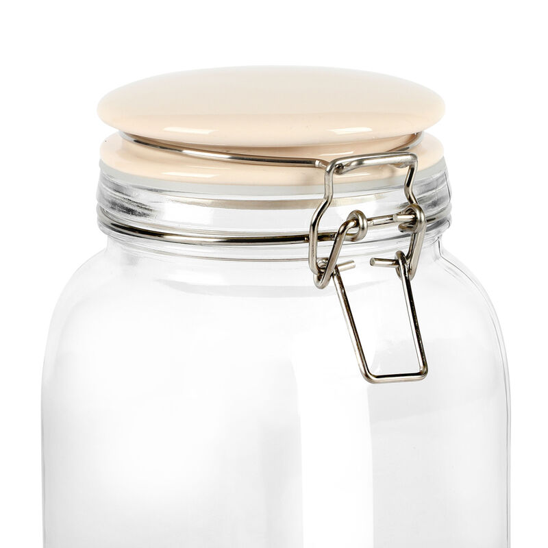 Martha Stewart Rindleton 3 Piece Glass Canister Set with Ceramic Lids in Off-White