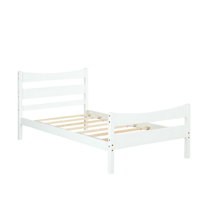 Twin Size Rustic Style Platform Bed Frame with Headboard and Footboard