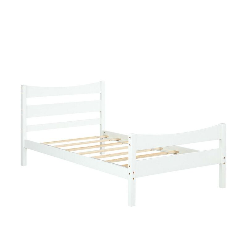 Twin Size Rustic Style Platform Bed Frame with Headboard and Footboard