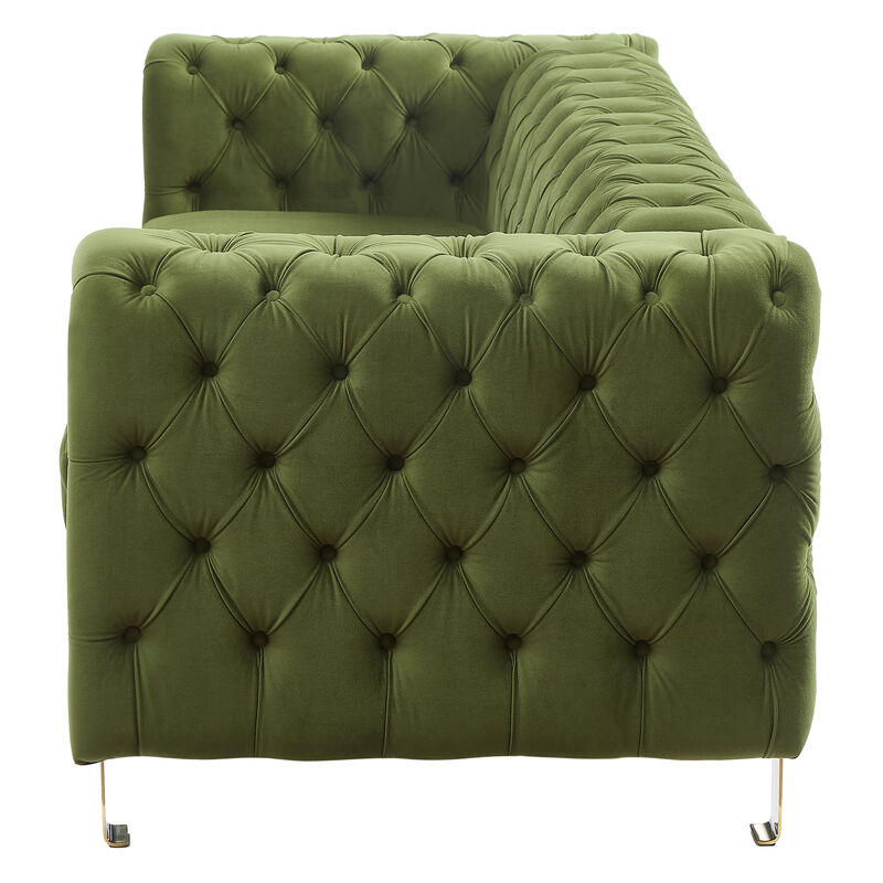 Merax 3-seat Velvet Sofa with Tufted Back and Arm