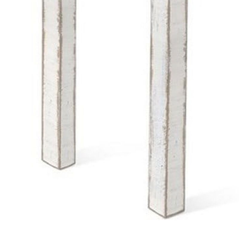 Rena Counter Table, 48 Inch Rectangular White Sand Mahogany Wood - Benzara