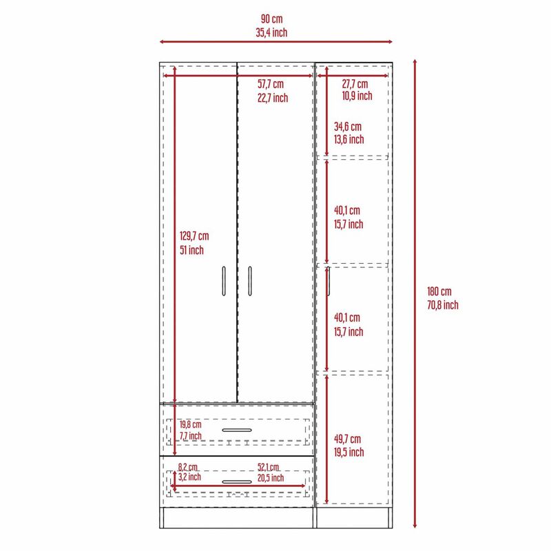 Rowaton 2-Drawer 3-Door Armoire