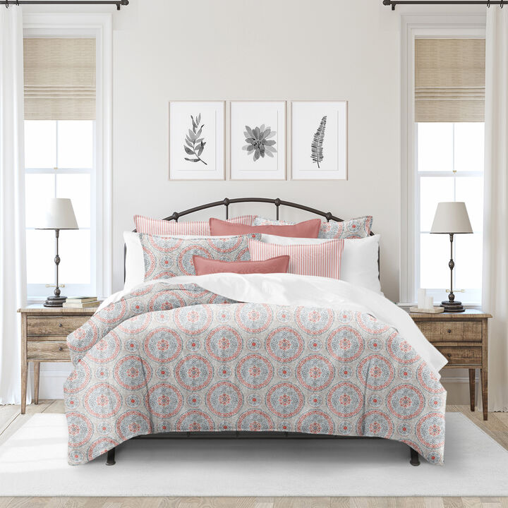 6ix Tailors Fine Linens Zayla Coral Duvet Cover Set
