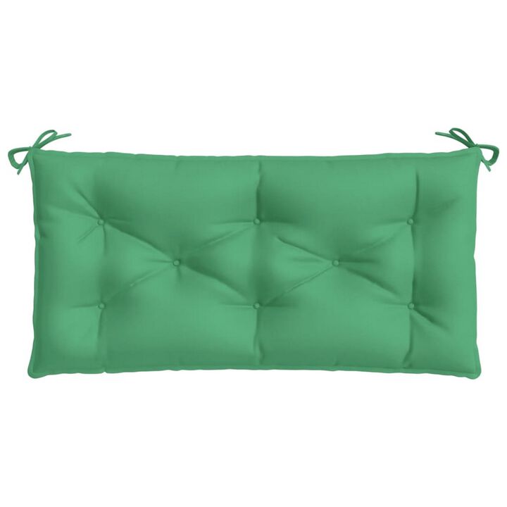 Set of 2 Outdoor Cushions for Bench, 39 Inch Tuft Green Oxford Fabric - Benzara