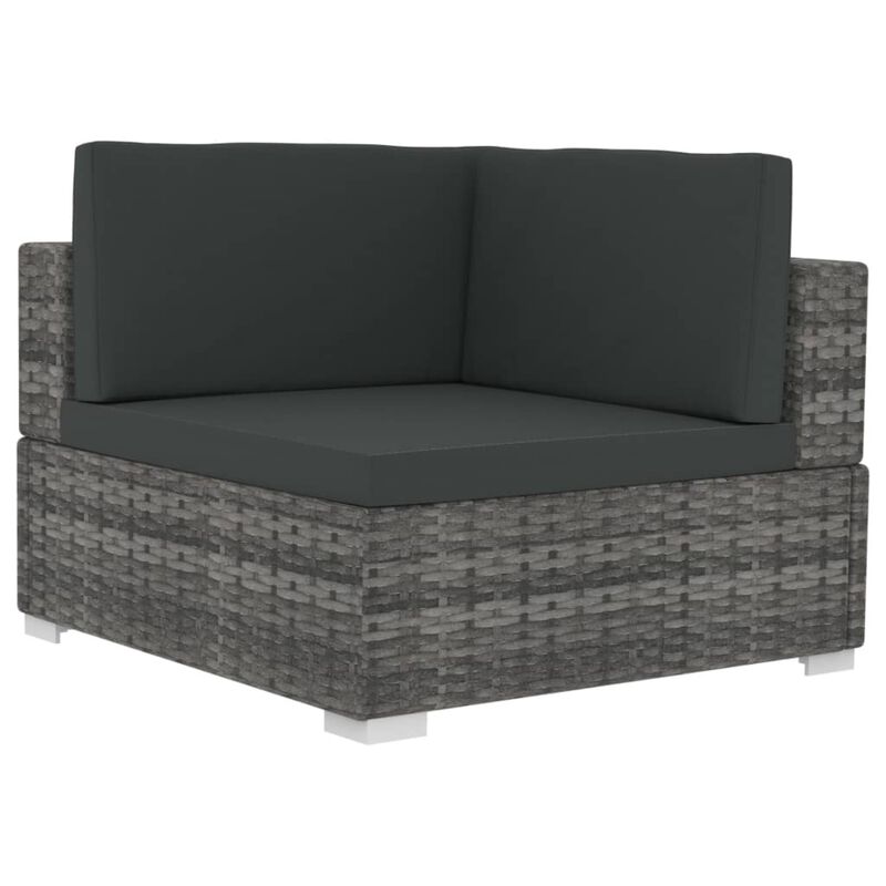 vidaXL 2 Piece Garden Sofa Set with Cushions Poly Rattan Gray