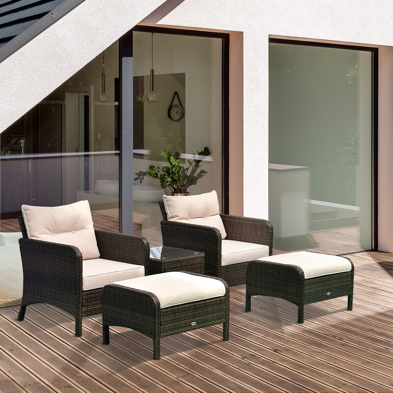 5 PC Outdoor Patio Conversation Chaise Lounge Chair w/ Coffee Table, Blue