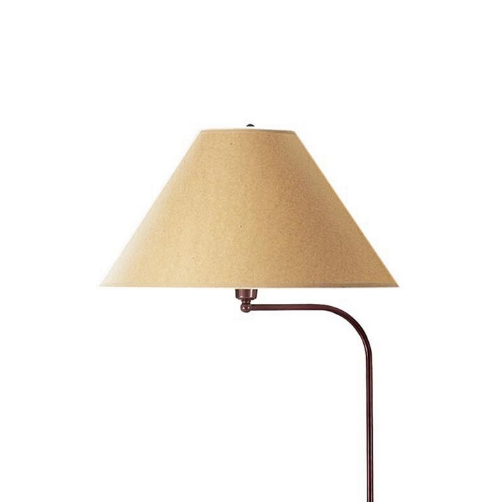 3 Way Metal Floor Lamp with and Adjustable Height Mechanism, Brown-Benzara