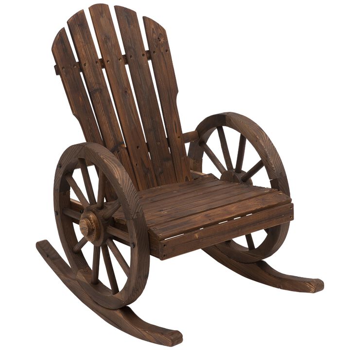 Brown Adirondack Rocker: All-Weather Patio Chair with Oversized Back