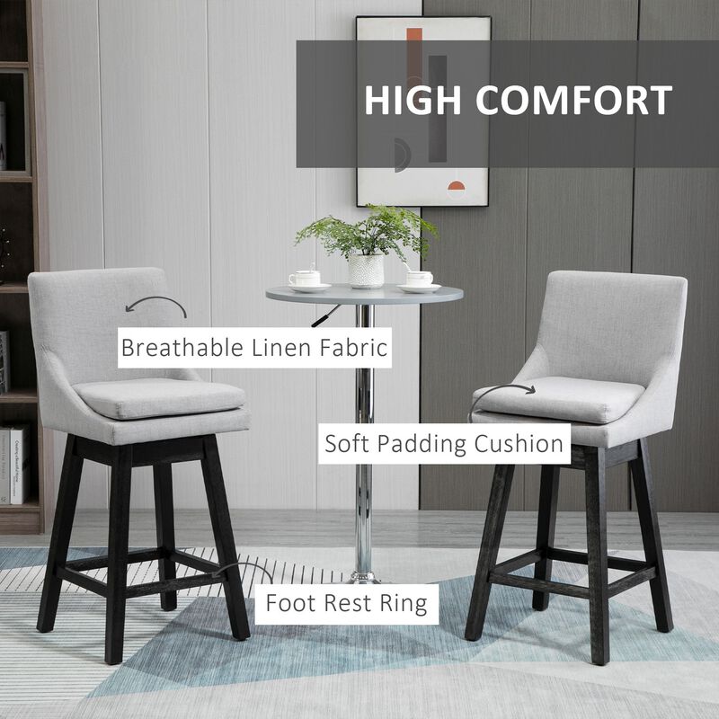 Light Gray Bar Seats: 28.5" Counter Height Stools Set of 2