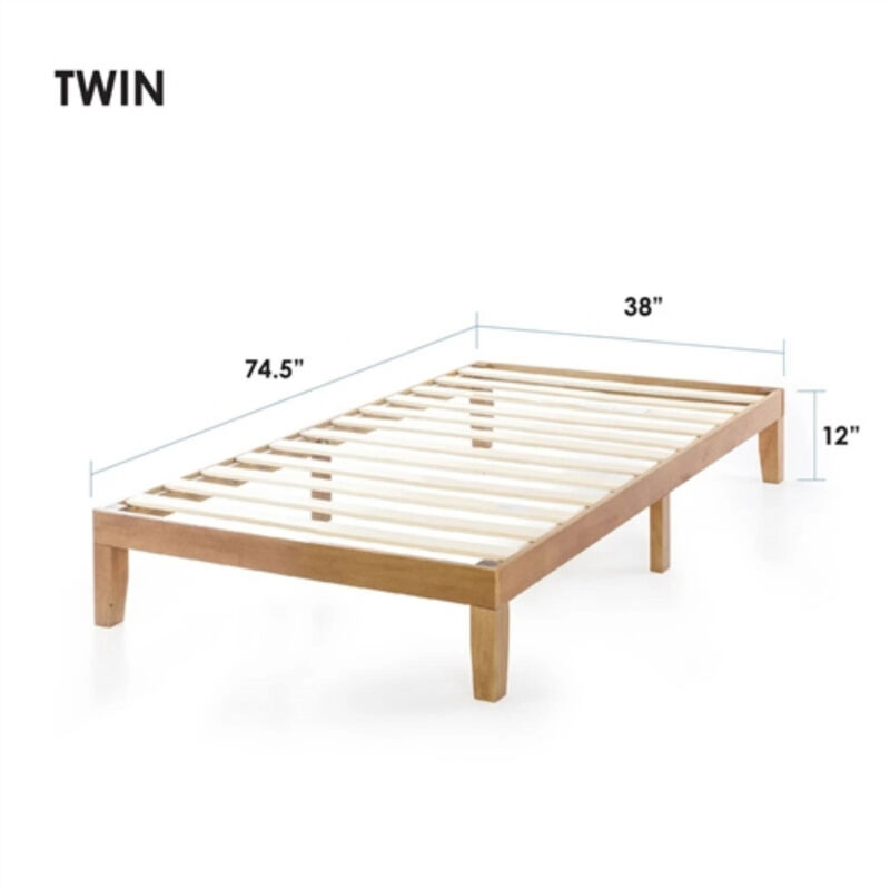 Durable Solid Wood Platform Bed Frame with Wooden Finish for Home Use