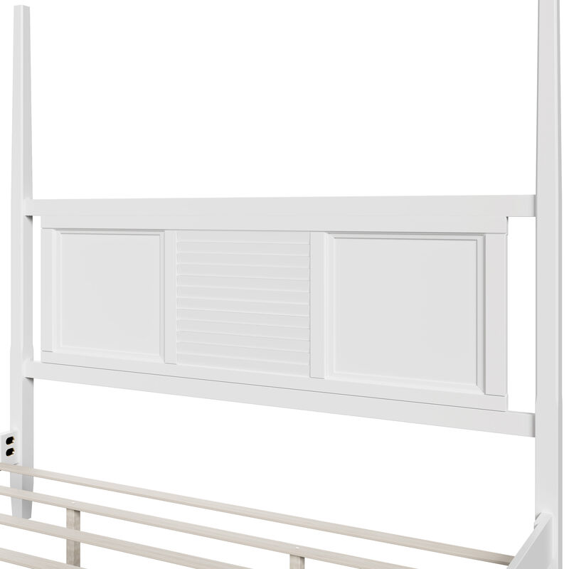 Merax Traditional Solid Wood Four Poster Canopy Bed