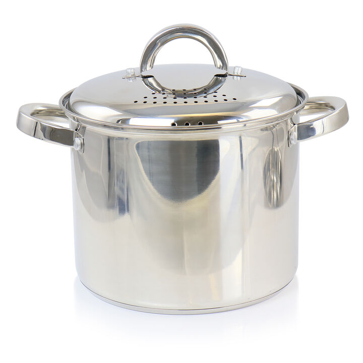 Oster Sangerfield 5 Quart Stainless Steel Pasta Pot with Strainer Lid and Steamer Basket