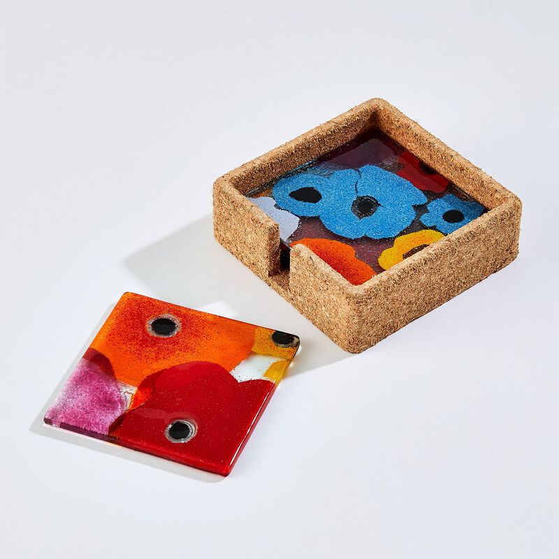 Fused Floral Coaster Set