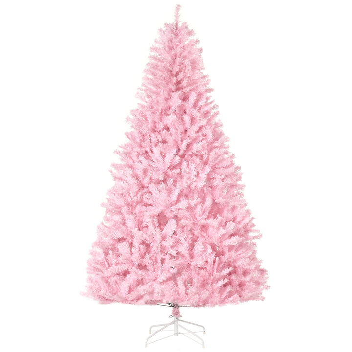 HOMCOM 7' Artificial Christmas Tree with Auto Open, Wide Shape, Pink