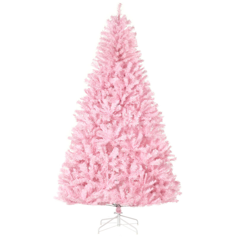 HOMCOM 7' Artificial Christmas Tree with Auto Open, Wide Shape, Pink