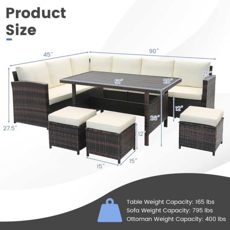 Hivvago 7 Pieces Wicker Patio Furniture Set-White