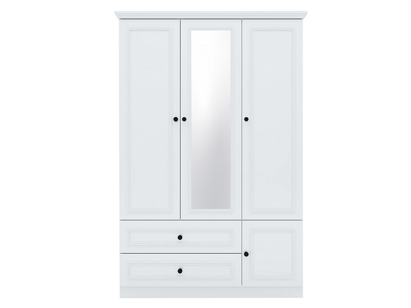 Armoire Wardrobe Closet Wooden with 3 Doors, Hanging Rods, 2 Drawers, Storage Cabinet and Mirror Large Capacity Large Wardrobe Closet for Bedroom, White