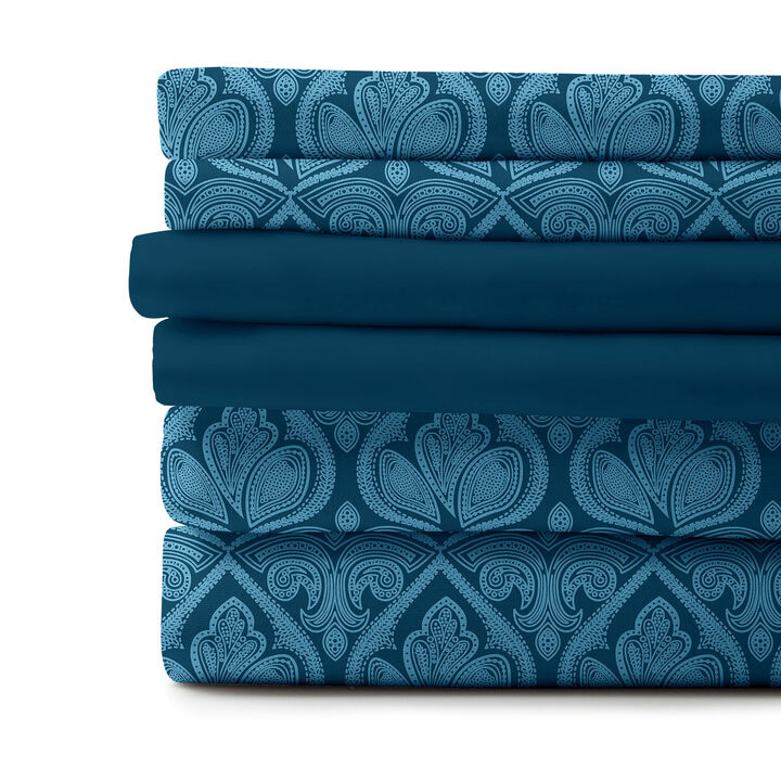 Lux Decor Collection Bed Sheets - Brushed Microfiber Paisley Sheet Set