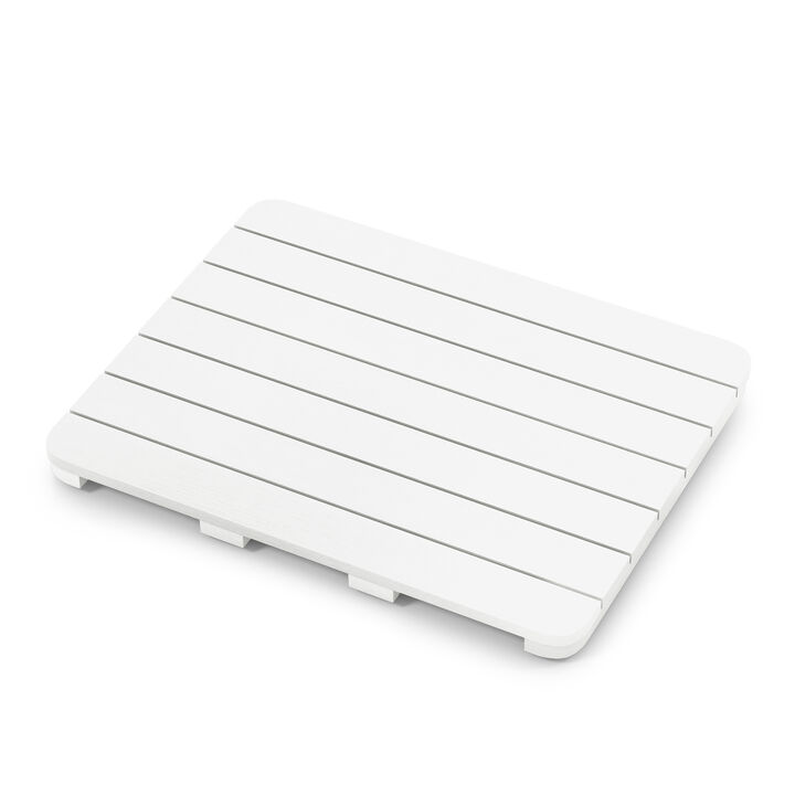 Waterproof HIPS Bath Spa Shower Mat with Non Slip Foot Pads-White