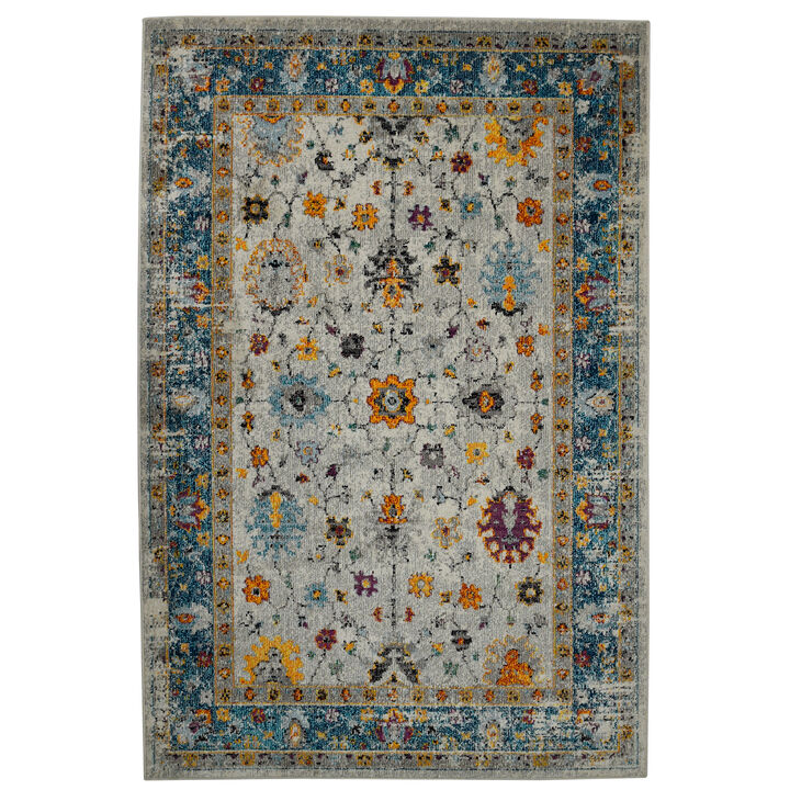 Montana Filomina Blue/Orange Polypropylene Area Rug 7'10"x10'10"