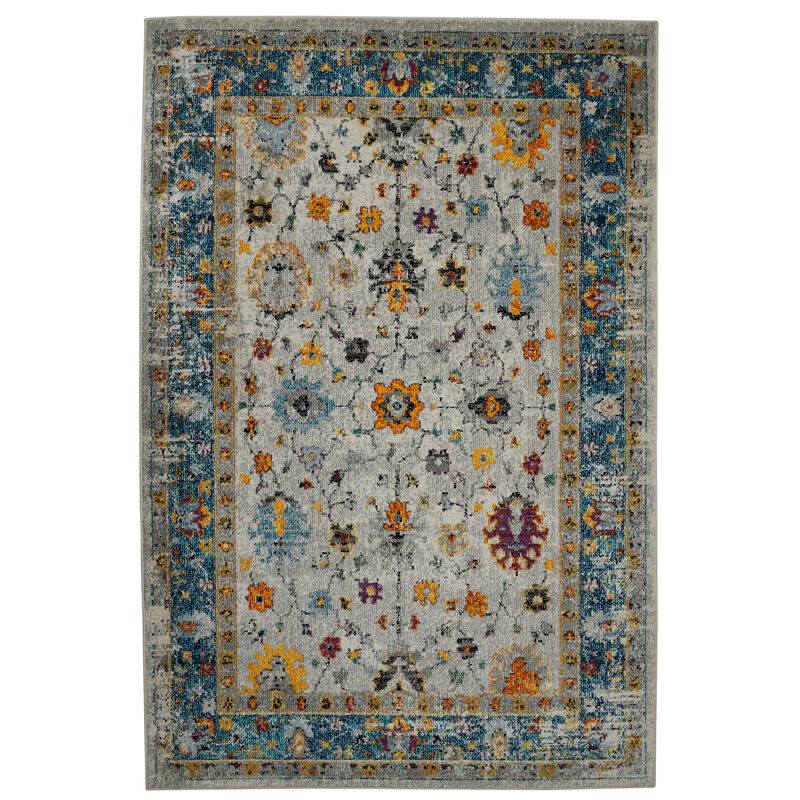 Montana Filomina Blue/Orange Polypropylene Area Rug 7'10"x10'10"