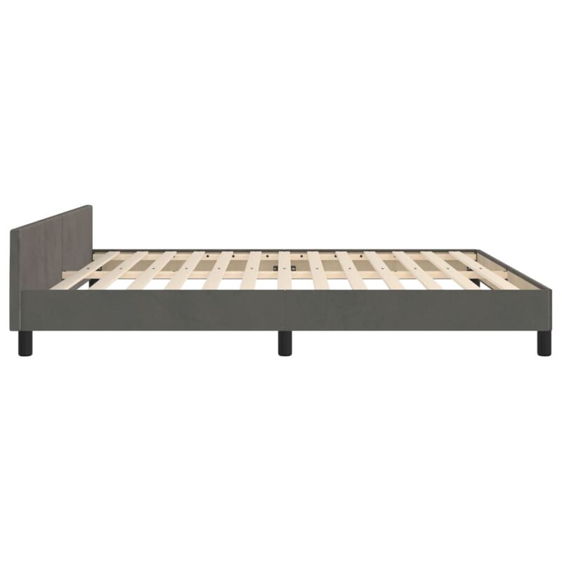 vidaXL Bed Frame with Headboard Dark Gray 76"x79.9" King Velvet