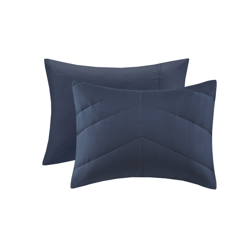Gracie Mills Solid Quilted Chevron Comforter Set with 350 GSM Polyfill
