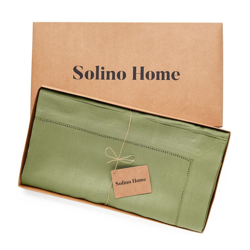 Solino Home 100% Pure Linen Tablecloth | Classic Hemstitch