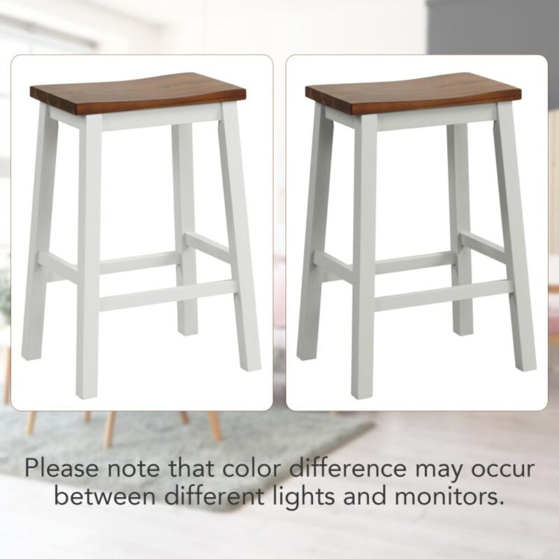 Hivvago 24.5-Inch Set of 2 Saddle Stools Bar Stools with Footrests for Kitchen Island