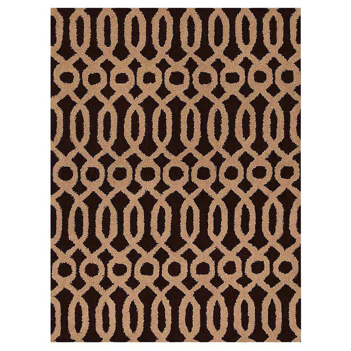 RUGSOTIC CARPETS HAND TUFTED WOOL ECO-FRIENDLY AREA RUGS  - 5'x8', Rectangle Shape, Brown & Beige, Contemporary Modern Design, High Pile Handmade Area Rugs for Living Room, Bed Room (K00734)