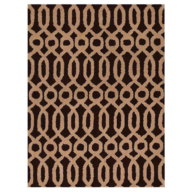 RUGSOTIC CARPETS HAND TUFTED WOOL ECO-FRIENDLY AREA RUGS  - 5'x8', Rectangle Shape, Brown & Beige, Contemporary Modern Design, High Pile Handmade Area Rugs for Living Room, Bed Room (K00734)