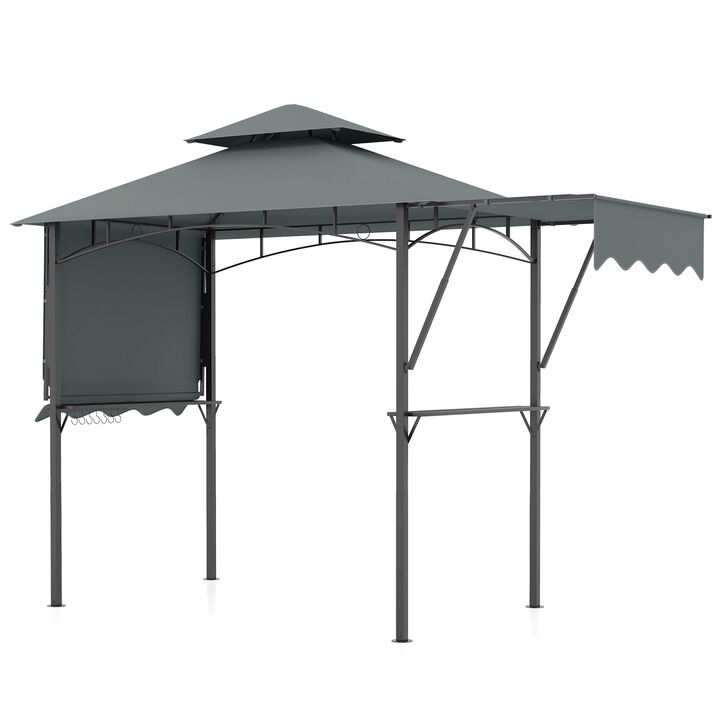 Gazebo with Dual Side Awnings, 2 Shelves, and Adjustable Shade for Outdoor Relaxation