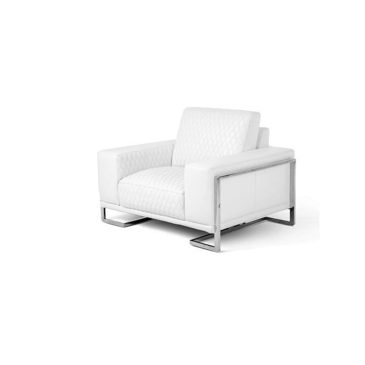 Michael Amini Mia Bella Gianna Chair and Half - White/Stainless Steel
