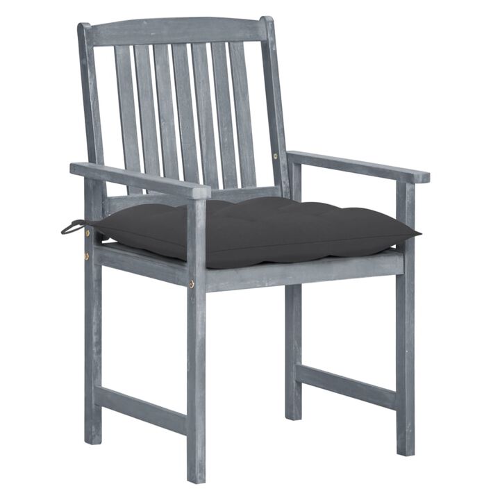 vidaXL Director's Chairs with Cushions 4 pcs Gray Solid Acacia Wood