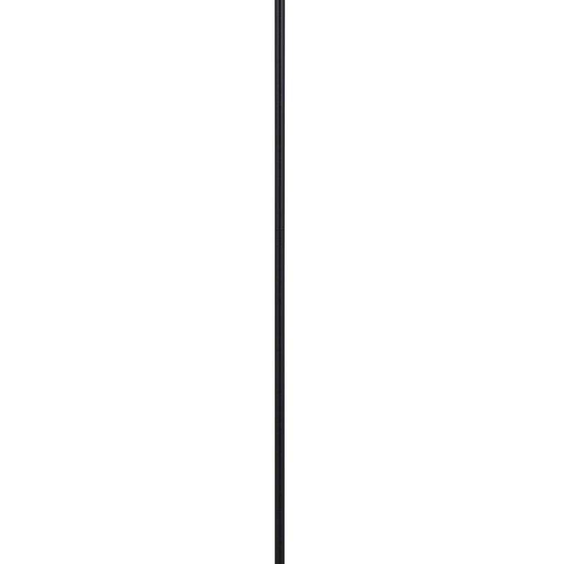 Sie 59 Inch Floor Lamp, White Linen Shade, Round Base, Black Metal Pole - Benzara