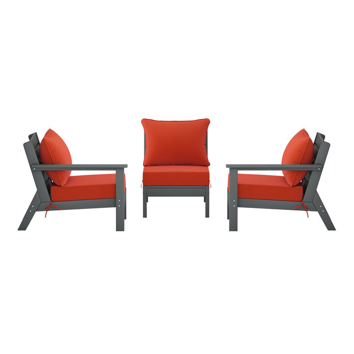 WestinTrends Outdoor Patio HDPE Sectional Sofa with Patio Cushions