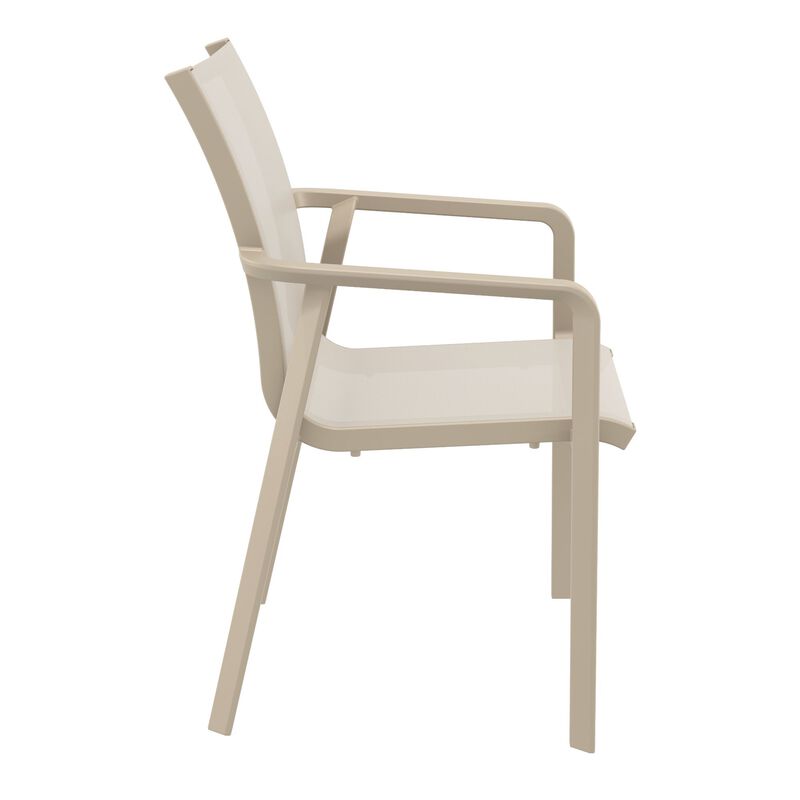 35.5" Gray and Black Resin Sling Outdoor Dining Arm Chair