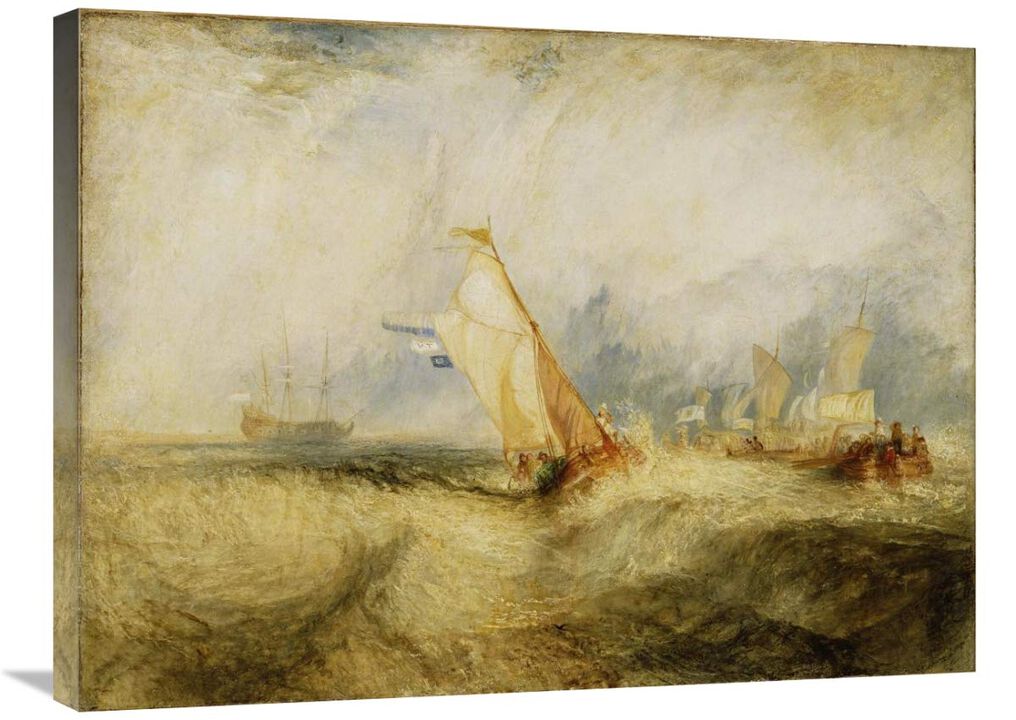 Van Tromp, going about to please his Masters, Ships a Sea, getting a Good Wetting,-Canvas Art-32x24