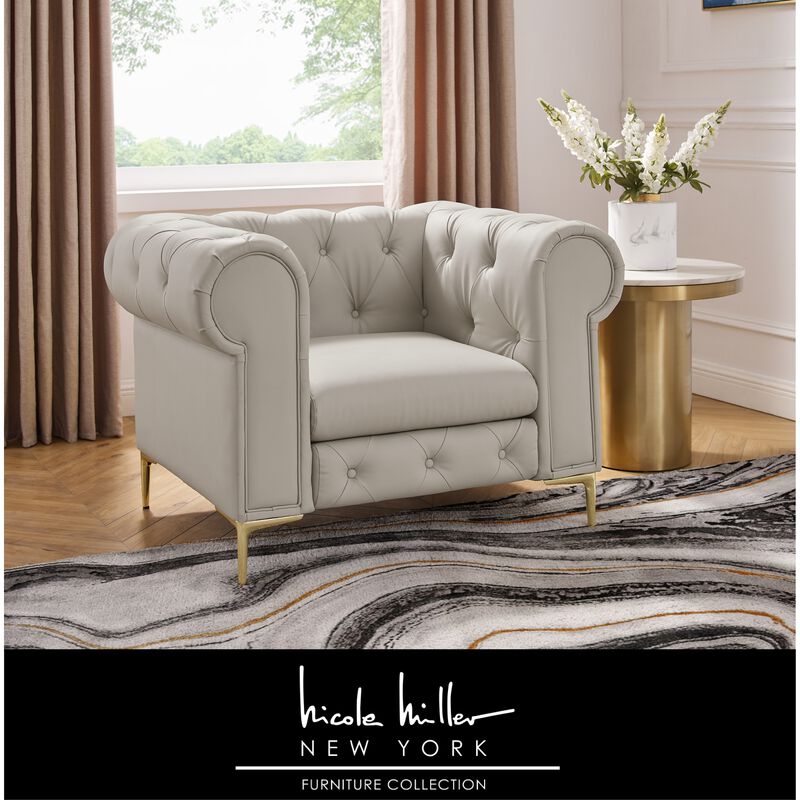 Nicole Miller Dezmond Leather PU Chesterfield Club Chair