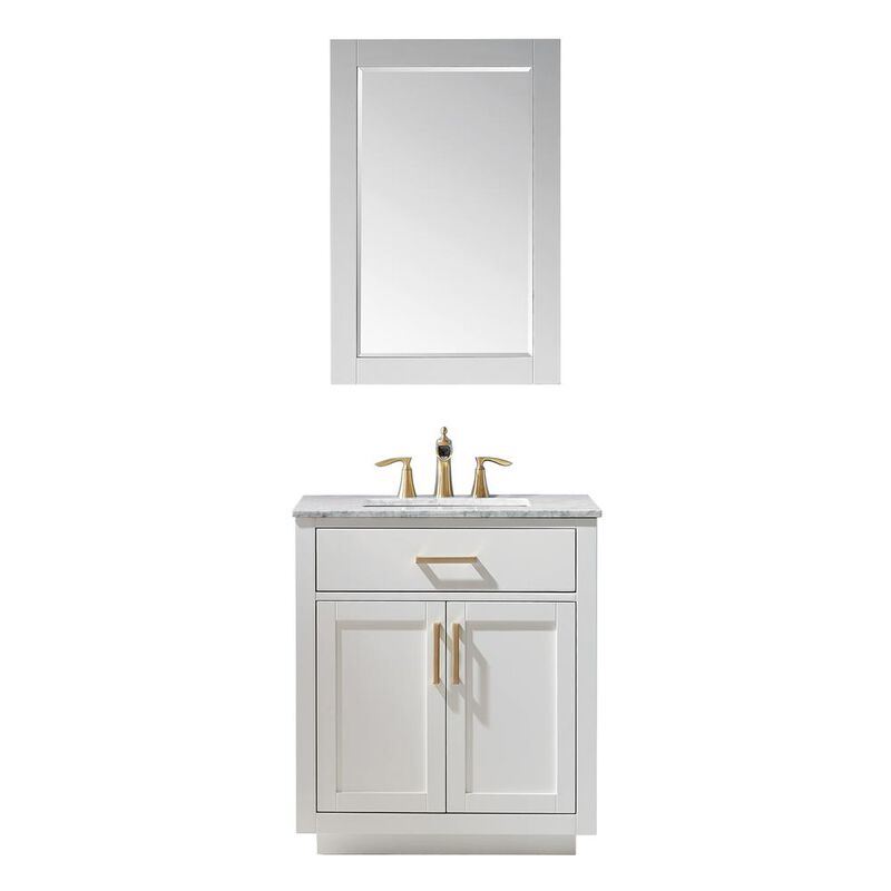 Altair 30 Single Bathroom Vanity Set in White with Mirror