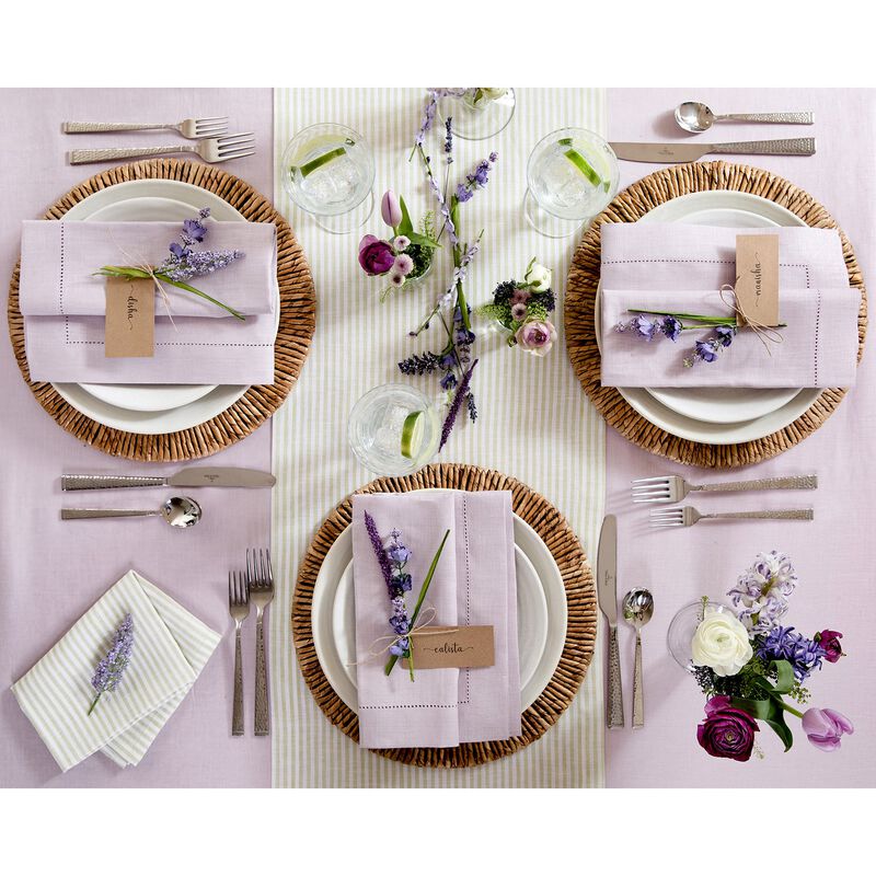 Solino Home 100% Pure Linen Dinner Napkins 20 x 20 Inch Set of 4 | Classic Hemstitch