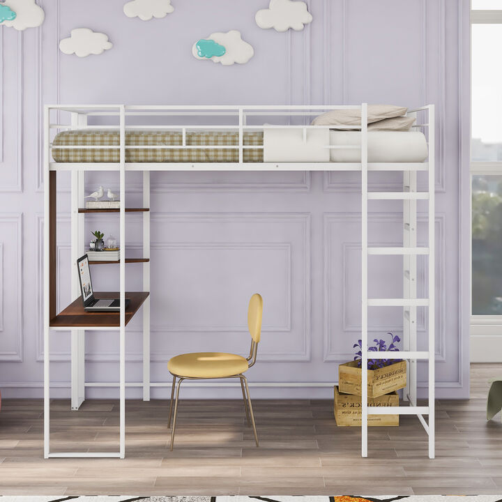 Merax Loft Bed Frame with 2 Built-in Ladders