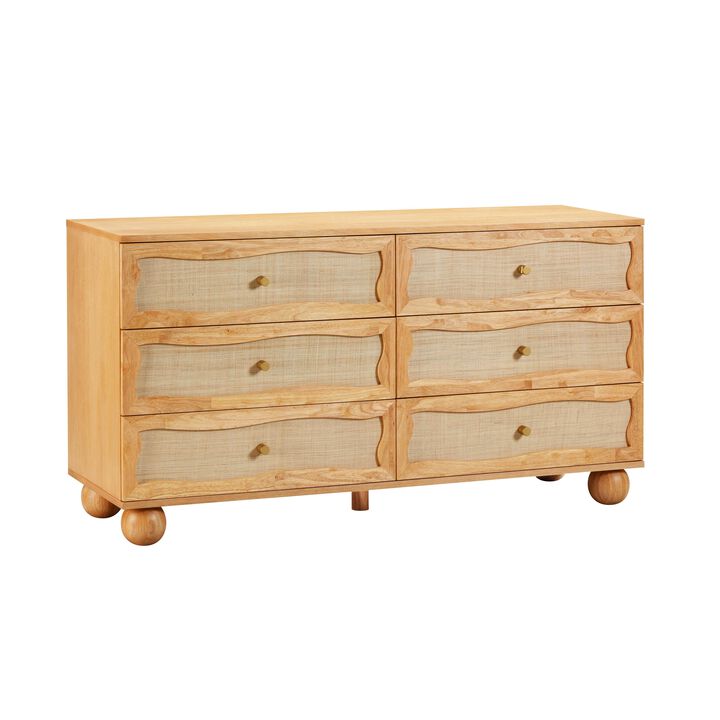 Grappa Natural Wood & Rattan Wavy Dresser Grappa Natural Wood & Rattan Wavy Dresser