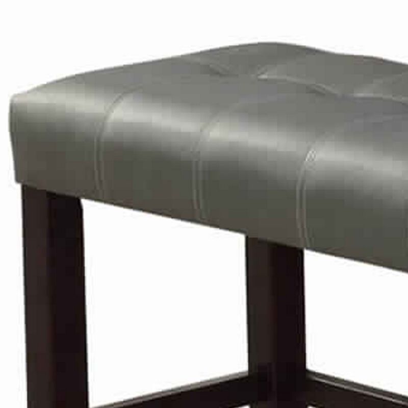 Tufted High Bench With Tapered Legs Silver and Brown-Benzara