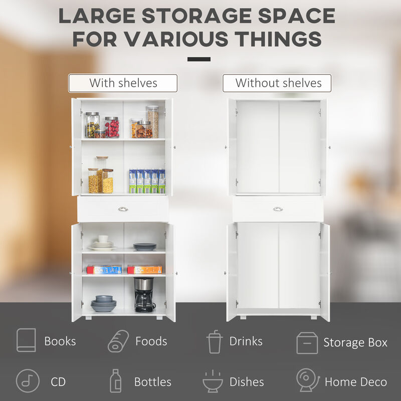 Modern Tall Cupboard Organizer with Adjustable Shelf Options and Elevated Base