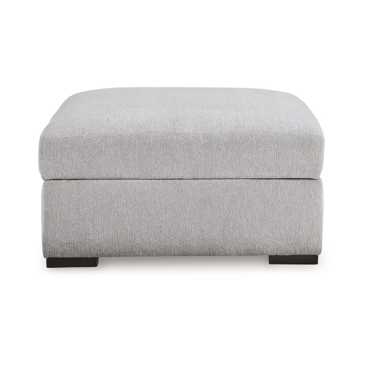 Gaby Low Profile Ottoman with Storage, Locking Wheels, Gray 37 Inch - Benzara
